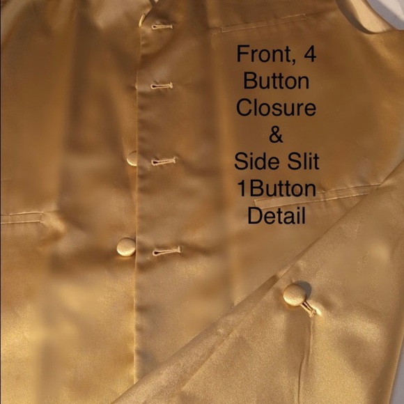 Gianni Vironi Unisex 48R/42W Longline Gold Satin Vest Formal Sleeveless Button - Picture 9 of 9